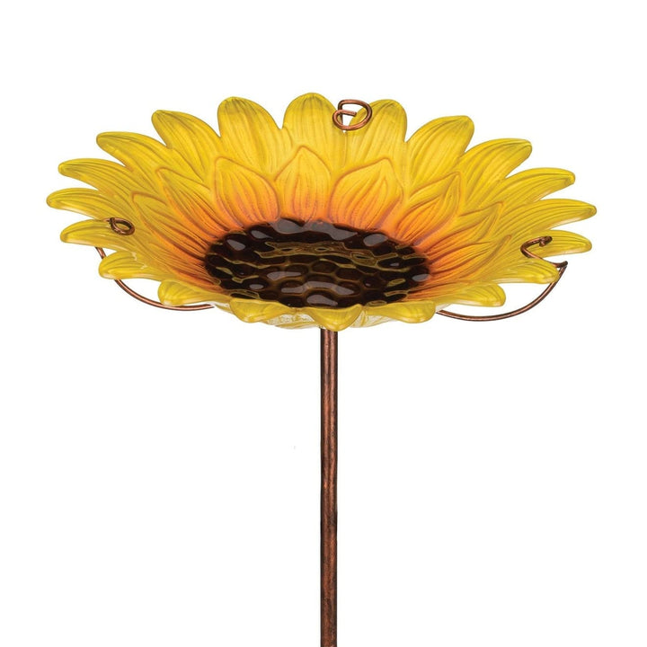 Birdbath/Feeder Stake Sunflower Yellow Art Glass