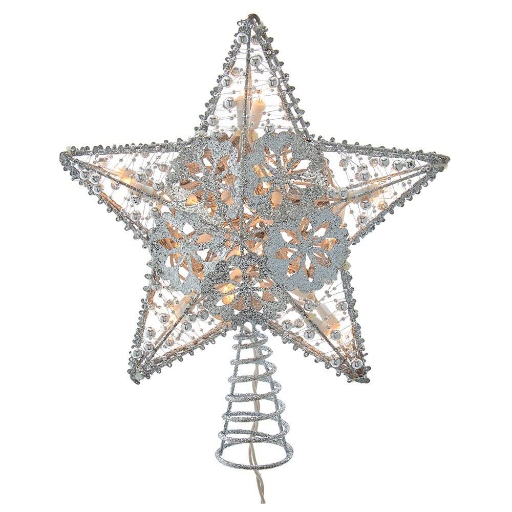 10-inch 20-Light Silver Star Tree Topper