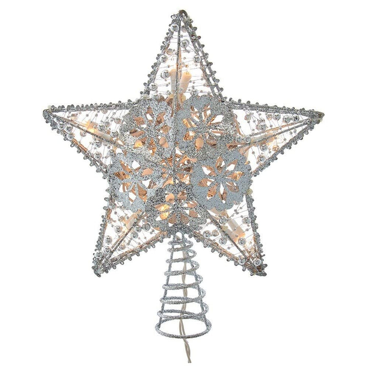 10-inch 20-Light Silver Star Tree Topper