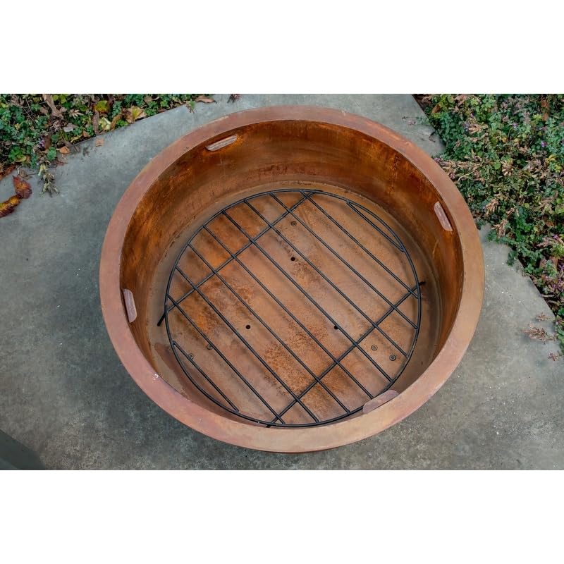 Tripoli Wood Fire Pit Gold Round Steel Copper Finish - Diamond Home USA