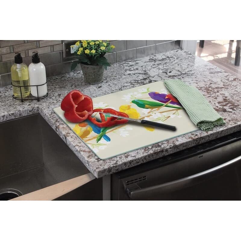 Birds of Feather 3mm Heat Tempered Glass Cutting Board 15" X 12" Made in The USA - Diamond Home USA