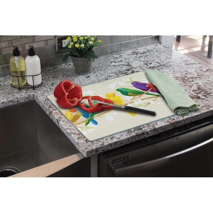 Birds of Feather 3mm Heat Tempered Glass Cutting Board 15" X 12" Made in The USA - Diamond Home USA