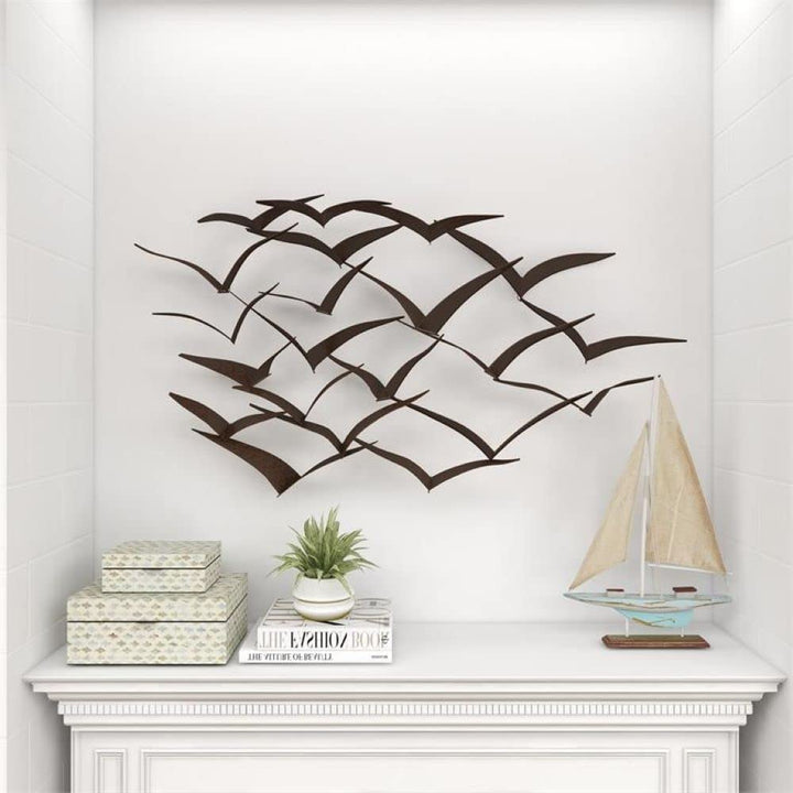 Urban Designs Handcrafted Flock of Birds Metal Wall Art Brown Large - Diamond Home USA