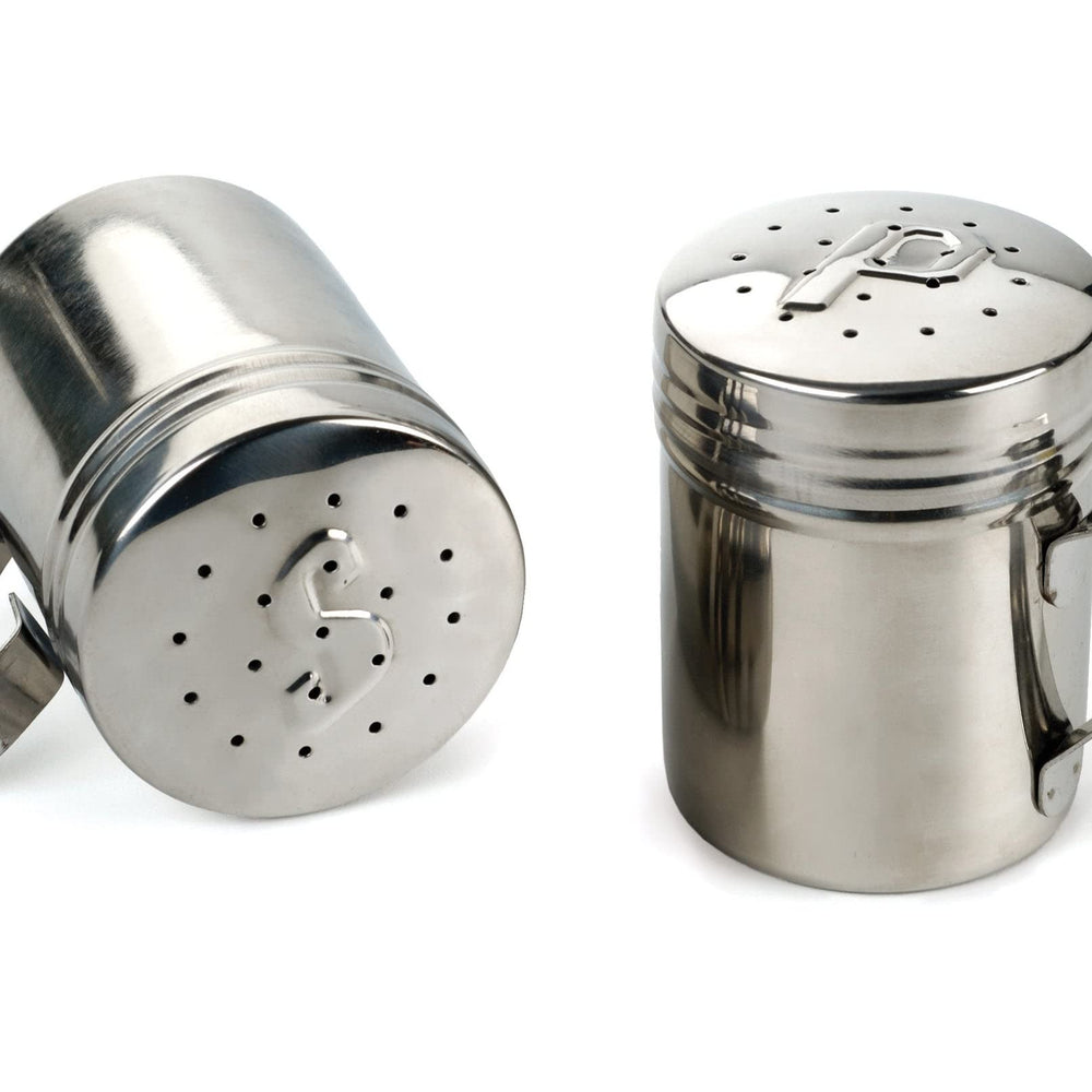 Stovetop Salt Pepper Set Grey Stainless Steel 2 Piece - Diamond Home USA