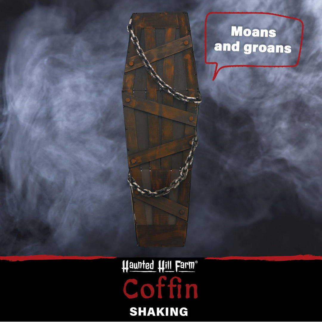 Haunted Hill Farm 5.25 ft. Coffin n Animatronic Touch Activated - Diamond Home USA