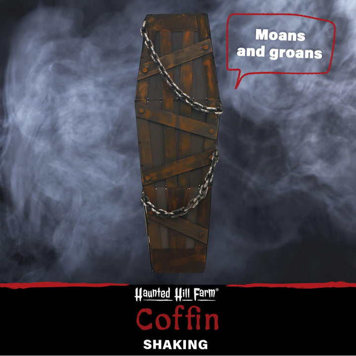 Haunted Hill Farm 5.25 ft. Coffin n Animatronic Touch Activated - Diamond Home USA