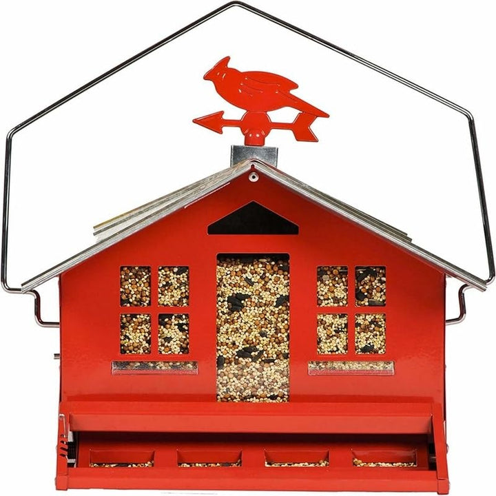 Bird Feeder with Weathervane 8 Lb Red Metal