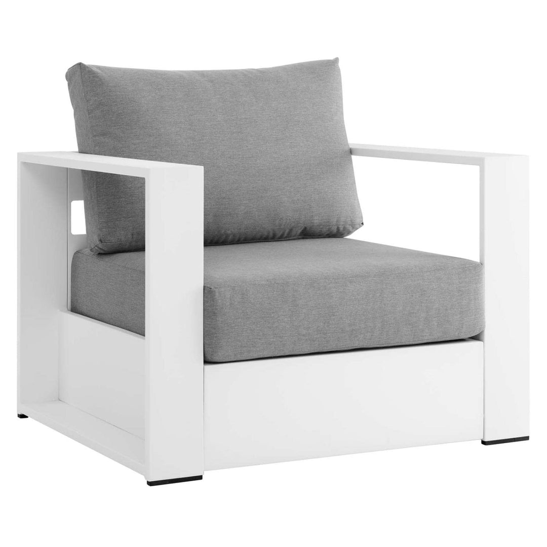 Modway Tahoe Modern Fabric/Aluminum Outdoor Armchair in White/Gray White Gray