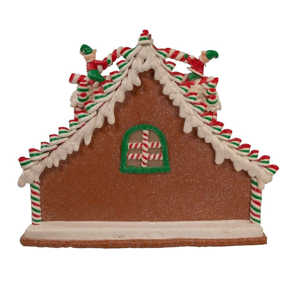 10.5-inch Battery-Operated Light Up Santa's Workshop Gingerbread House Multi - Diamond Home USA