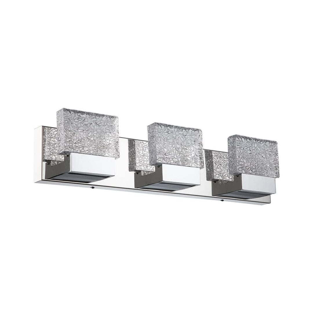 Modern 3-light Vanity Wall Sconce Led Stainless Steel Chrome 3.4" h X 24.4" w . - Diamond Home USA