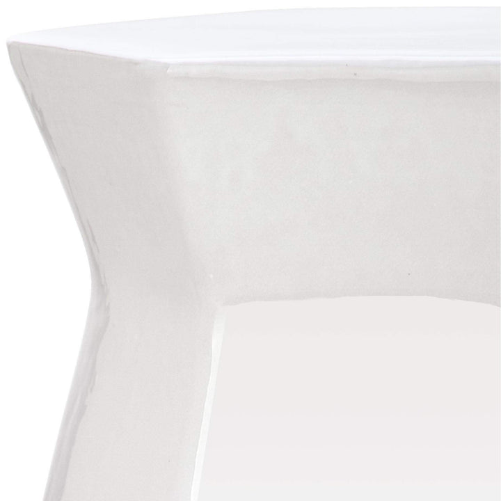 Modern White Hexagon Garden Stool - 12" X 17" Contemporary Ceramic - Diamond Home USA