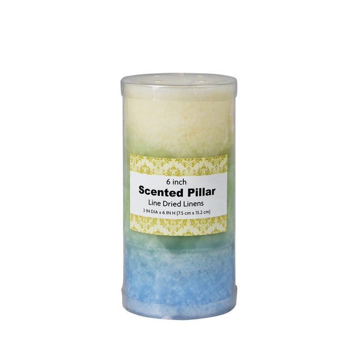 3 X 6 Inch Bl/grn/wht Scented Pillar Candle Multi Color Industrial Wax Painted