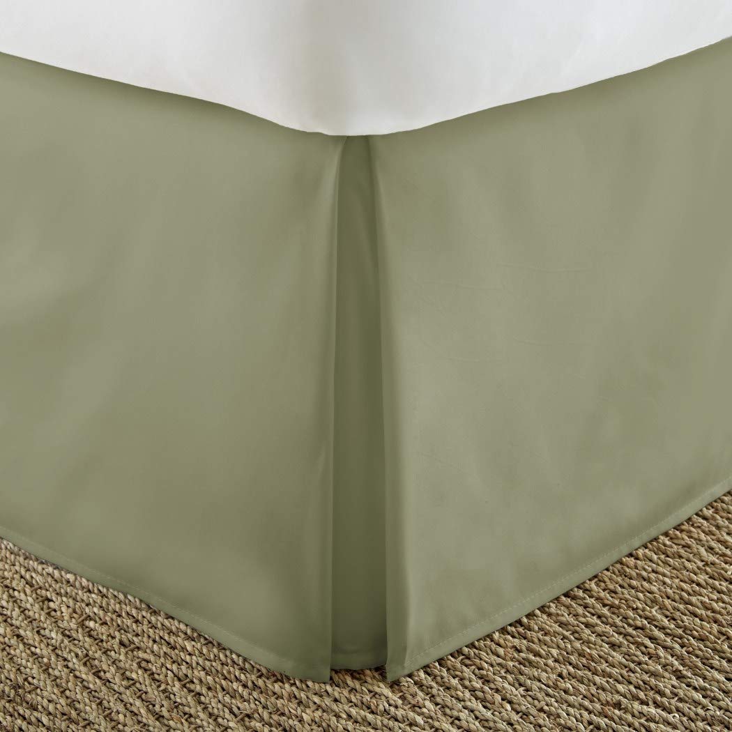 LL Sage Green Solid Color Pattern 14-inch Drop Bed Skirt King Size Elegant Sage - King