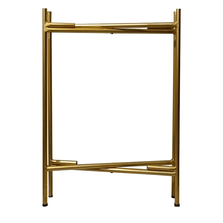 20 Inch High Round Side End Table with 2 Tier Iron Frame Matte Gold Modern - Diamond Home USA