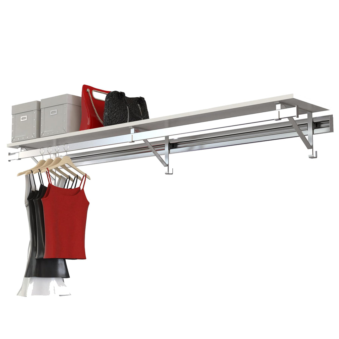 Arrange A Space Single Shelf Single Hang Closet System 60” White RCMSY.60.W 60" - White