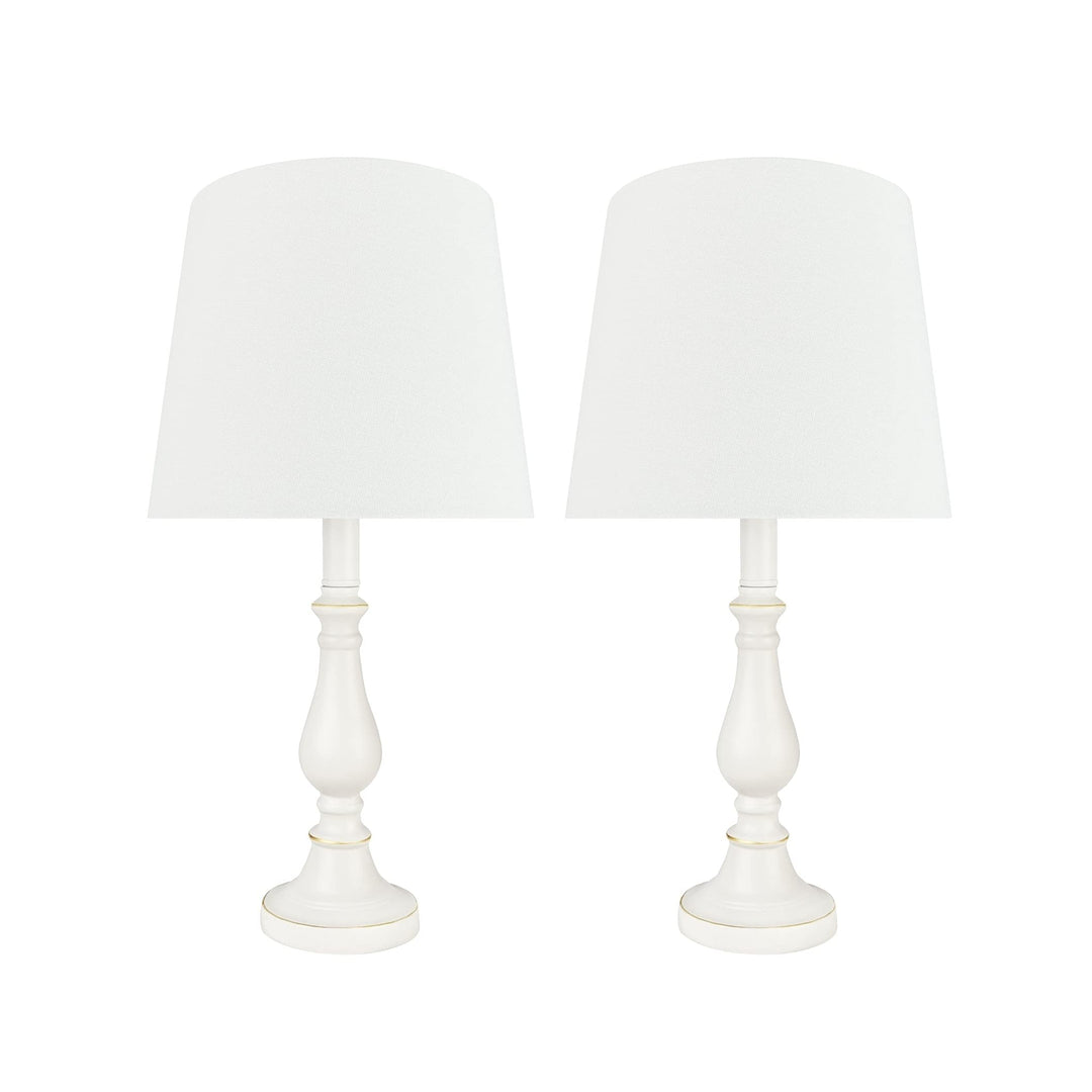 Two Pack 18 3/4" High Poly Metal Table Lamp Off White Finish and Empire haped