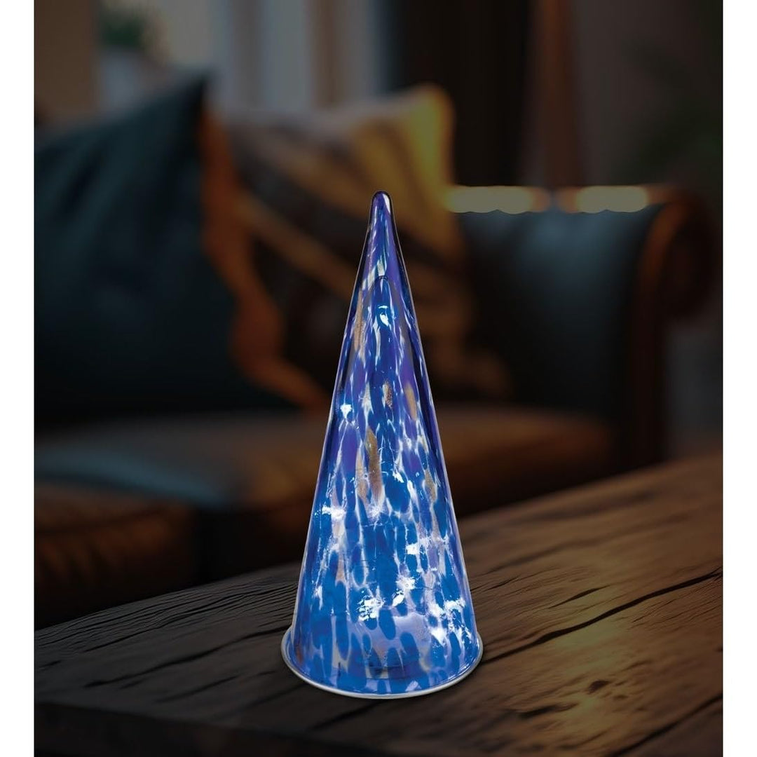 Angel Led 13" Indigo Blue Glass Handmade - Diamond Home USA