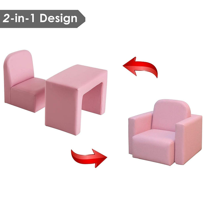 2-in-1 Multifunctional Convertible Kids Table and Chair Set Pink Modern - Diamond Home USA