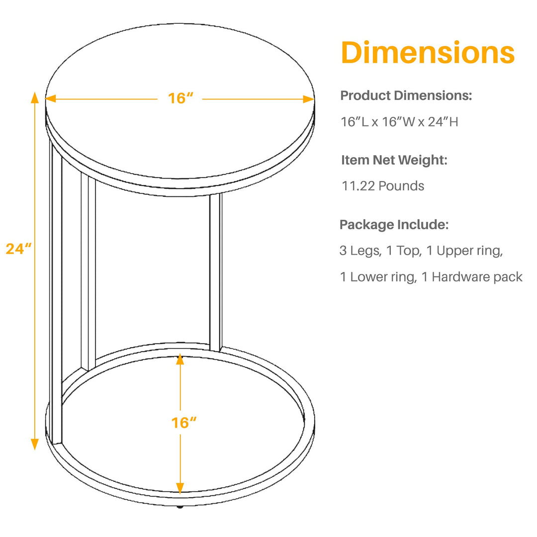 Nathaniel Home 23.5" H C-Shaped Round Sofa Side Elegant Modern-Glam End Snack - Diamond Home USA
