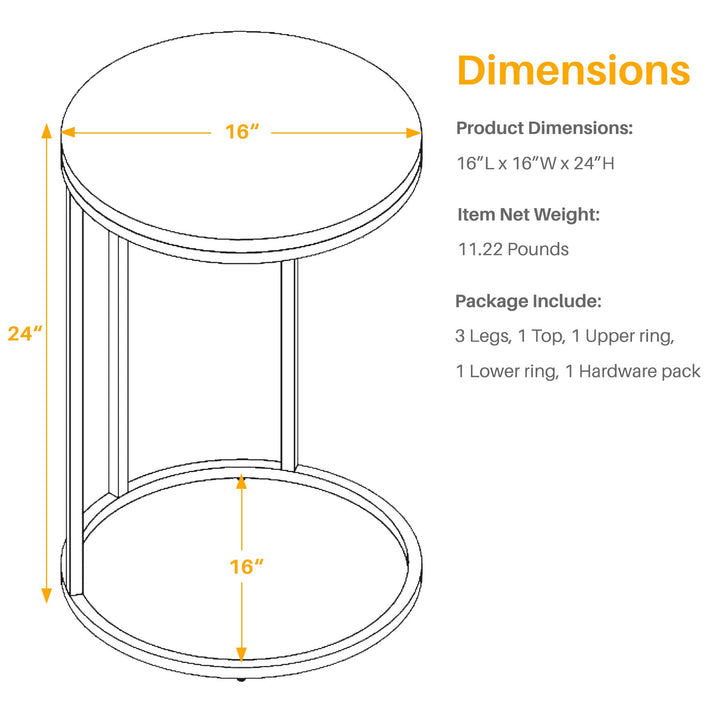 Nathaniel Home 23.5" H C-Shaped Round Sofa Side Elegant Modern-Glam End Snack - Diamond Home USA