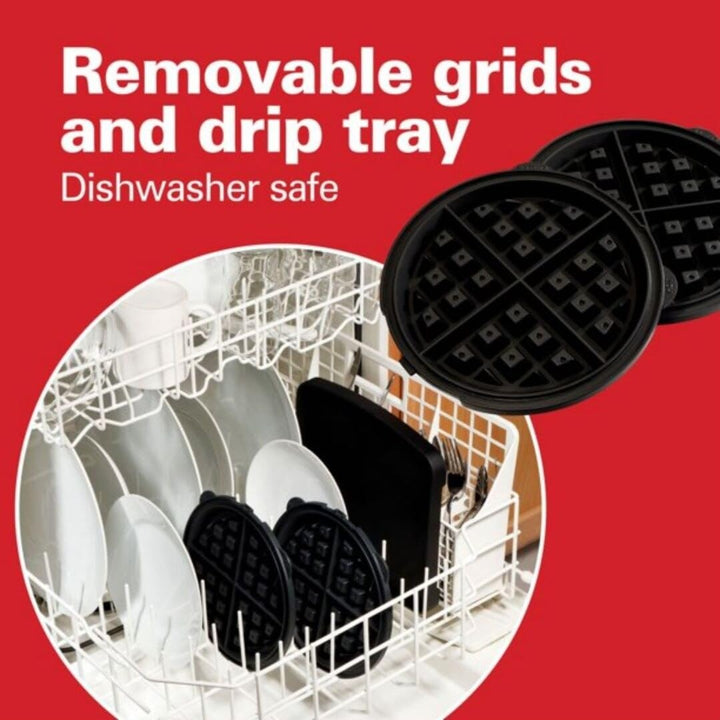 Flip Belgian Waffle Maker With Removable Plates Black Non-stick Surface - Diamond Home USA