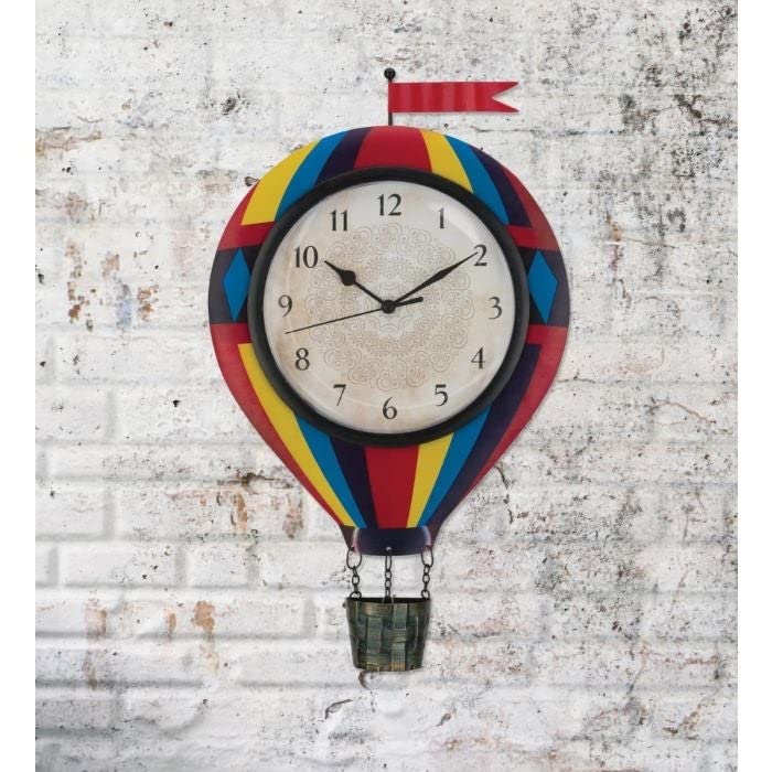 Clock Hot Air Balloon Multi Color Metal - Diamond Home USA
