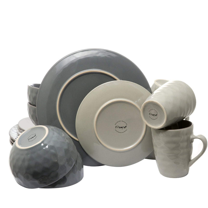 Pearl 16-piece Dinnerware Set In Slate And Stone Multi Color Solid Casual - Diamond Home USA