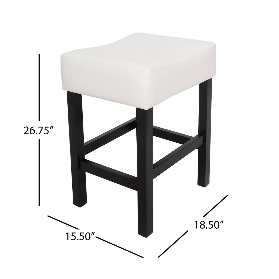 Christopher Knight Home Lopez Backless Leather Counter Stools 2-Pcs Set Ivory - Diamond Home USA