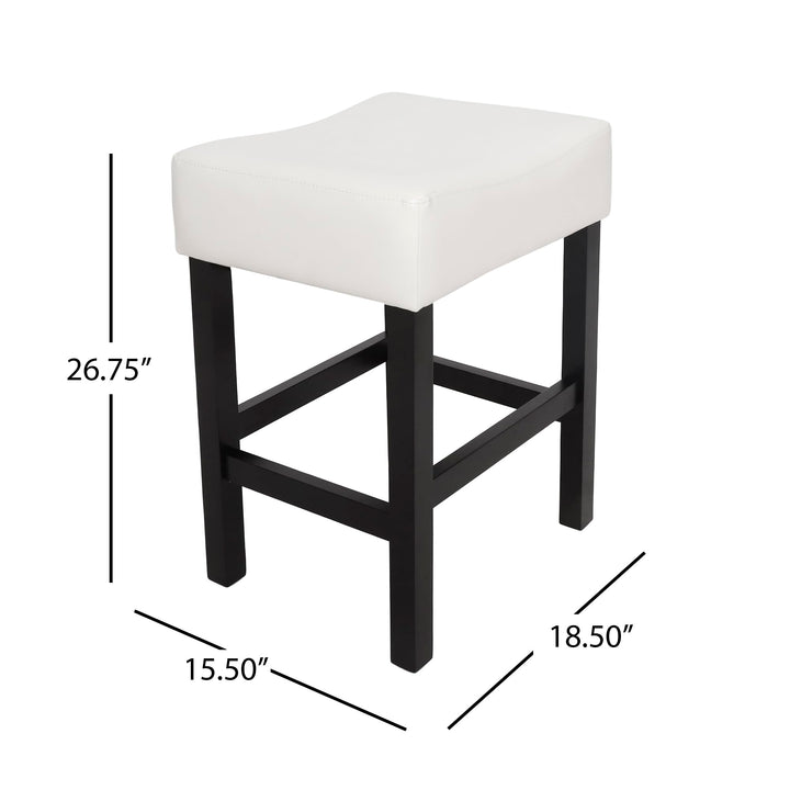 Christopher Knight Home Lopez Backless Leather Counter Stools 2-Pcs Set Ivory - Diamond Home USA