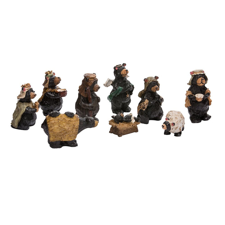 Kurt Adler Resin Bear 4-Inch Set of 9 Nativity Set