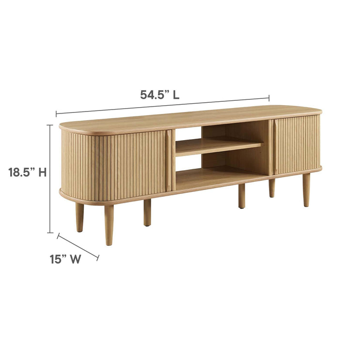Modway Contour Mid-Century Modern 55" Media TV Stand in Oak 15 x 54.5 x 18.5 - Diamond Home USA