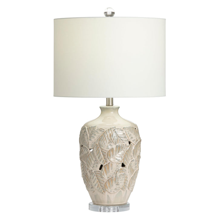 Coastal Leaf Ceramic 29" Table Lamp W/nightlight 16"x16"x29" Clear Nautical