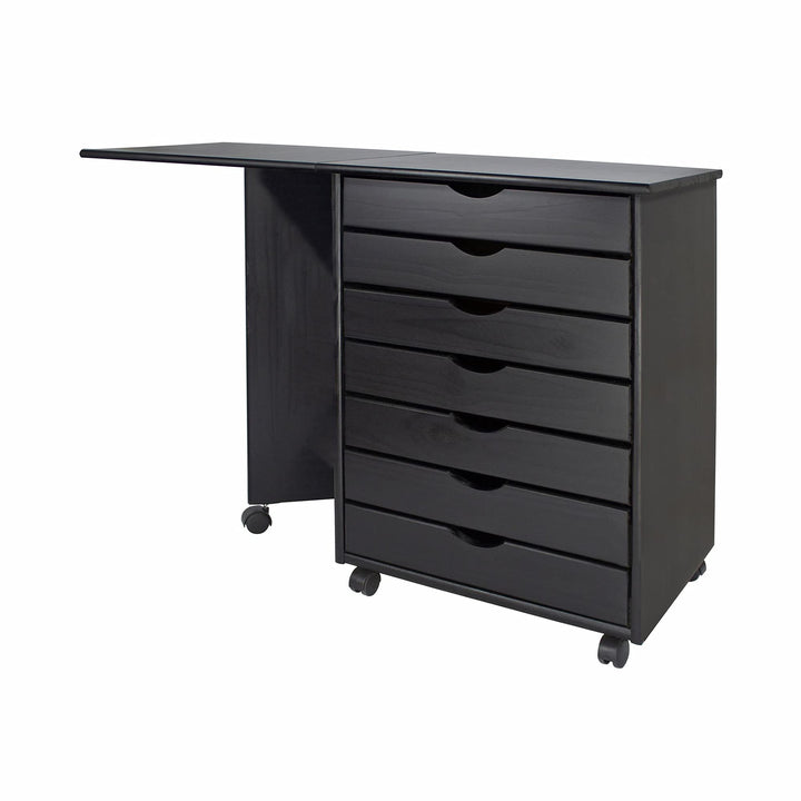 Adeptus Original Drop Leaf Roll Cart with Desk Sold Wood 7 wer Extra Wide - Diamond Home USA
