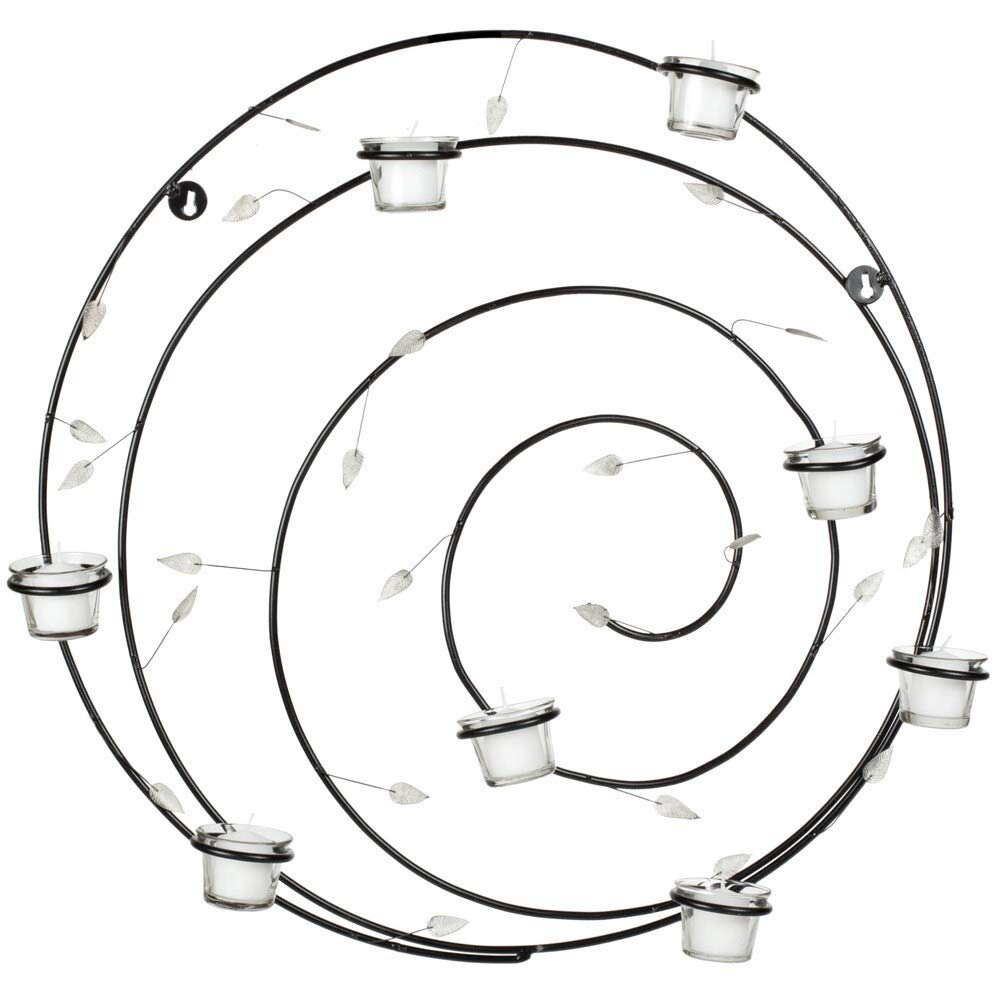 Lighting Leaf Spiral Candle Holder Wall Sconce - 23.6" X 3.9" Black Modern - Diamond Home USA