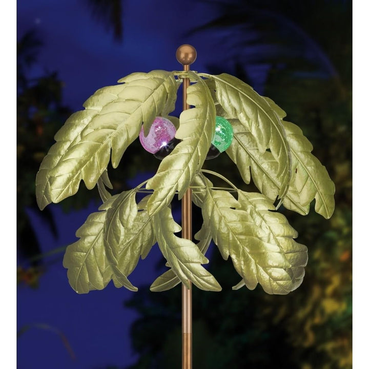 Vertical Solar Wind Spinner Palm Tree Green Metal - Diamond Home USA