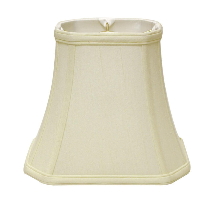 10"W Shantung Fabric Slant Cut Corner Rectangle Softback Lampshade in Off-White