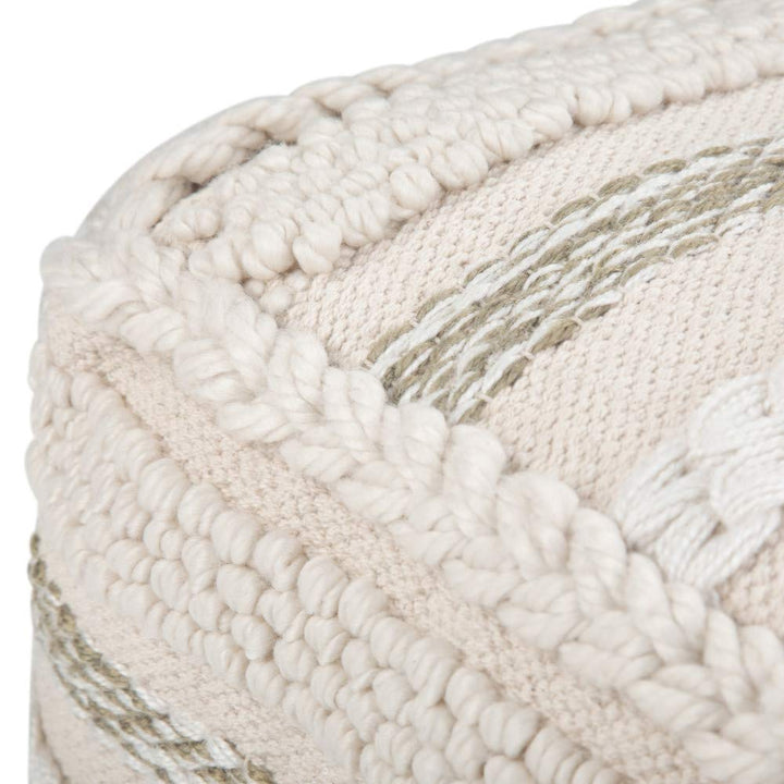 SIMPLIHOME Sommer Square Pouf Footstool Upholstered in Handloom Woven
