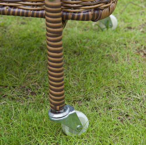 32” Honey Brown Resin Wicker Outdoor Patio Garden Serving Cart with Wheels Yellow - Diamond Home USA