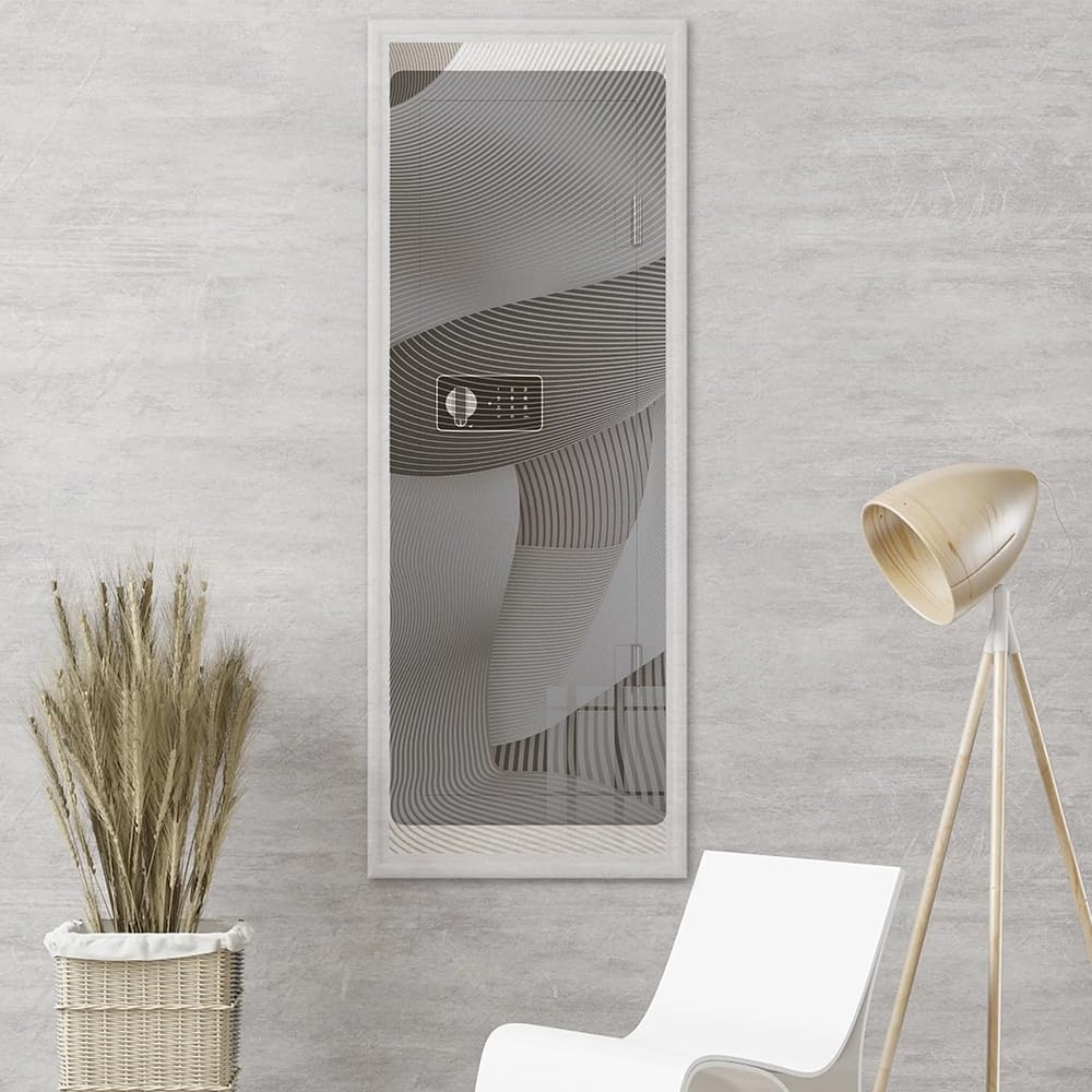 Wall Hidden Gun Cabinet Safe W/Keypad Adjustable Rack Black Steel - Diamond Home USA