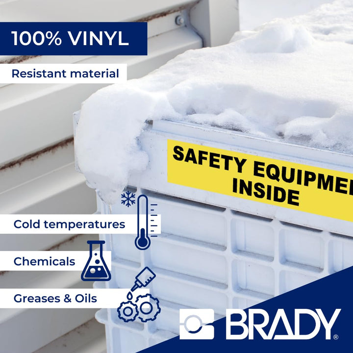 Brady Authentic (M4C-1000-595-BL-WT) All-Weather Vinyl Labels 1 in W x 25ft - Diamond Home USA
