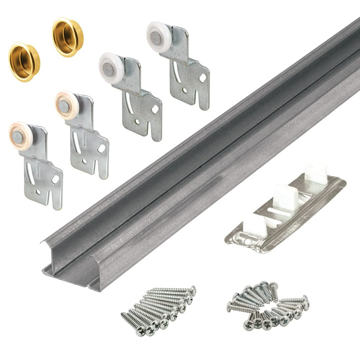 Prime-Line 161793 By-Pass Closet Track Kit 72 In. 2-Door Hardware Brass-Plated