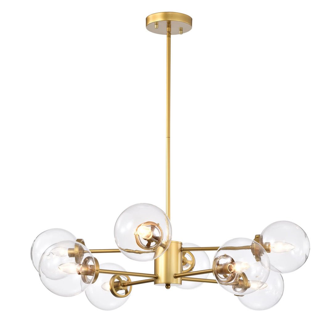 Warehouse of Tiffany Silversmile 32 Inch Sputnik Clear Glass Ceiling Lighted Gold and Clear