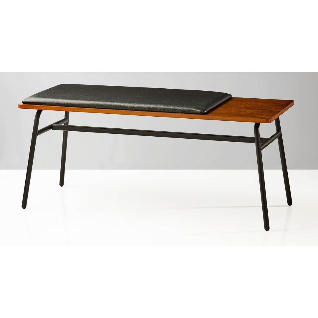 Walnut and Matte Black Entryway Bench Farmhouse Industrial Mid-Century Modern - Diamond Home USA