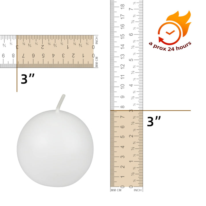 Zest Candle CBZ-014 6-Piece Ball Candles 3-Inch Whit White 6 Count