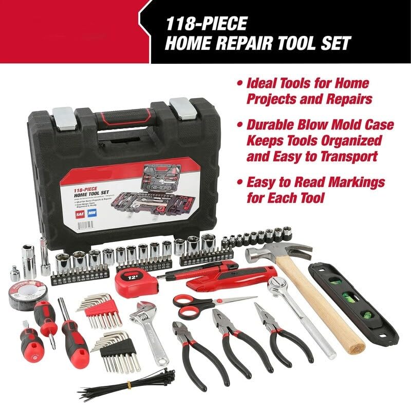 Tool Set for Home Repairs Model Red Rust Resistant - Diamond Home USA