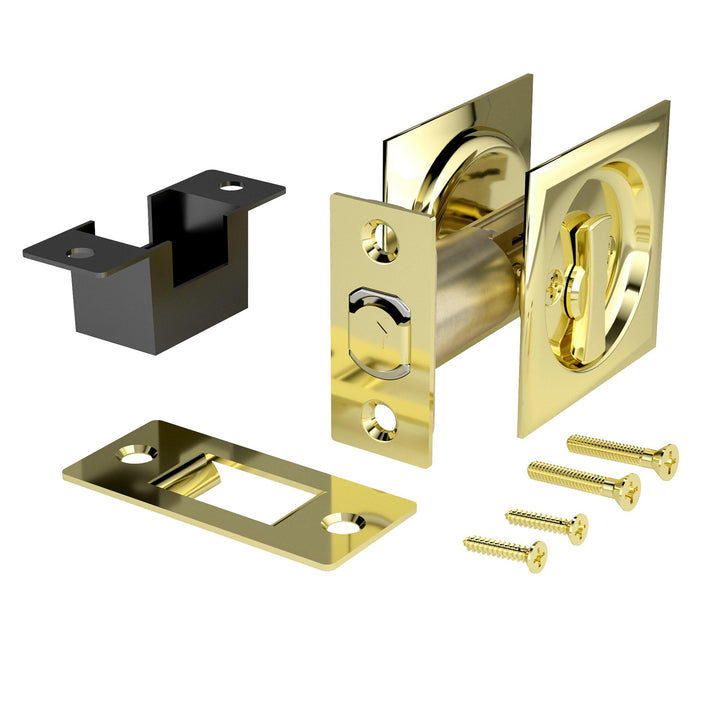 Richelieu Hardware 17SBB42 Onward Square Pocket Door Privacy Pull Bright Brass - Diamond Home USA