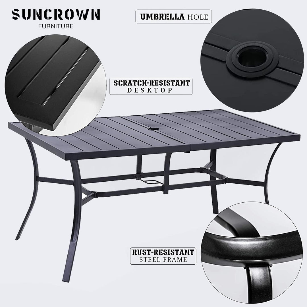 60"x37" Patio Outdoor Metal Steel Dining Bistro Table Black Rectangular 60''x37'' - Diamond Home USA