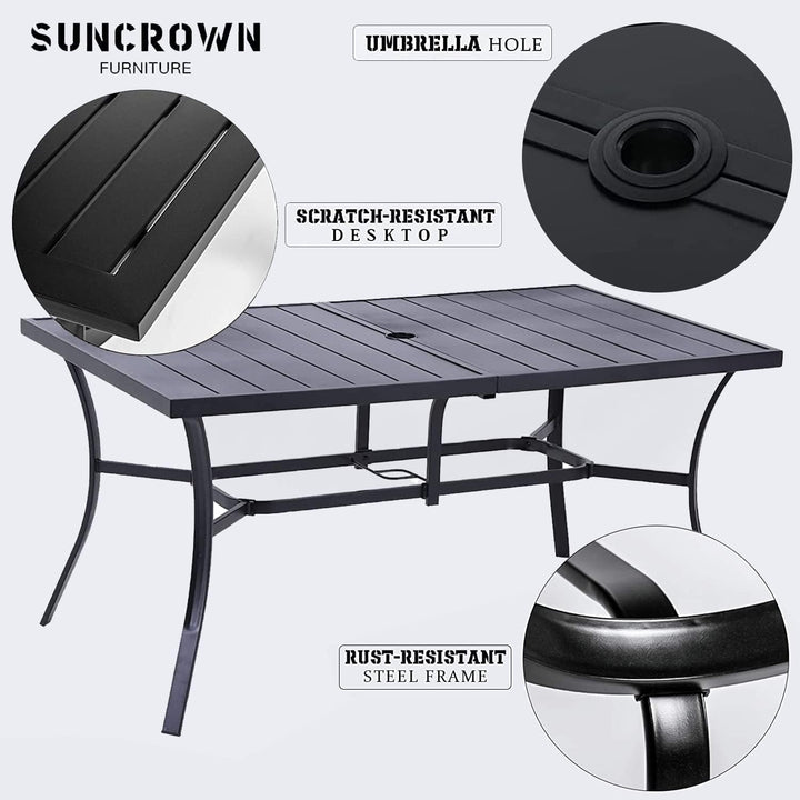 60"x37" Patio Outdoor Metal Steel Dining Bistro Table Black Rectangular 60''x37'' - Diamond Home USA