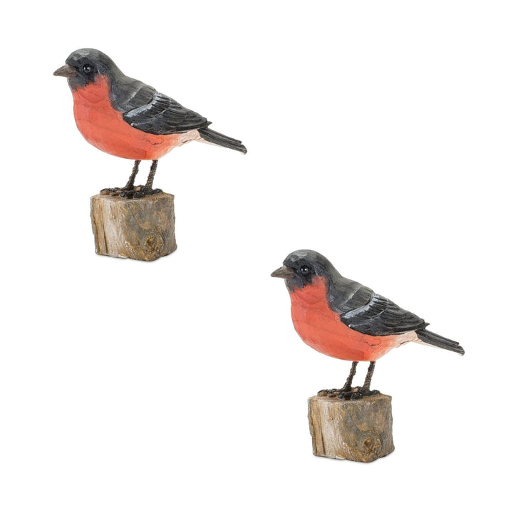 Bird On Stump (Set of 2) 4.25 X 1.5 4 Black Animals Resin