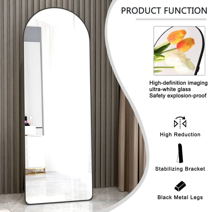 65" Modern Aluminium Framed Freestanding Full Length Mirror in Black - Diamond Home USA